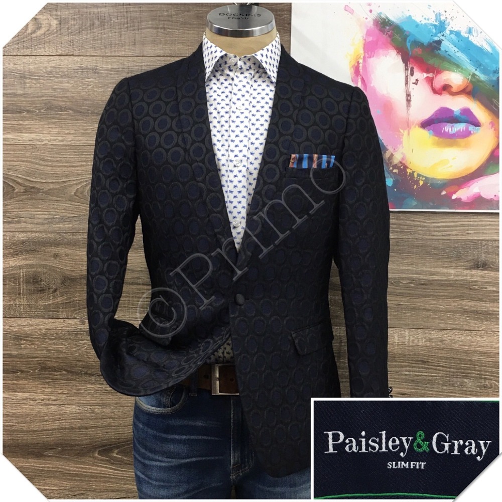 PAISLEY & GRAY Mens Blazer Sport Coat Casual Jacket Size 40R Slim Fit Party Suit